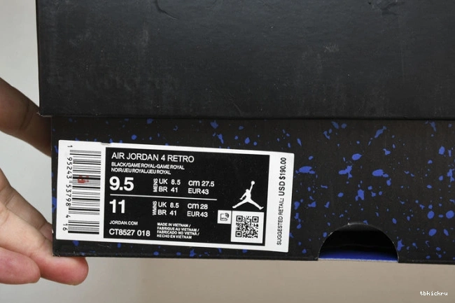 Rep TBK Retro Black Royal 4 CT8527-018 Game Jordan 0730